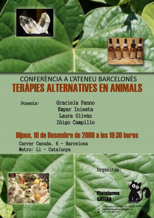 10 de Diciembre 2009: Conferncia sobre Terpies Alternatives en Animals